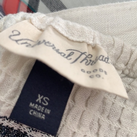 Universal thread sleeveless V-neck striped button-down dress‎ XS linen straps - Picture 3 of 4